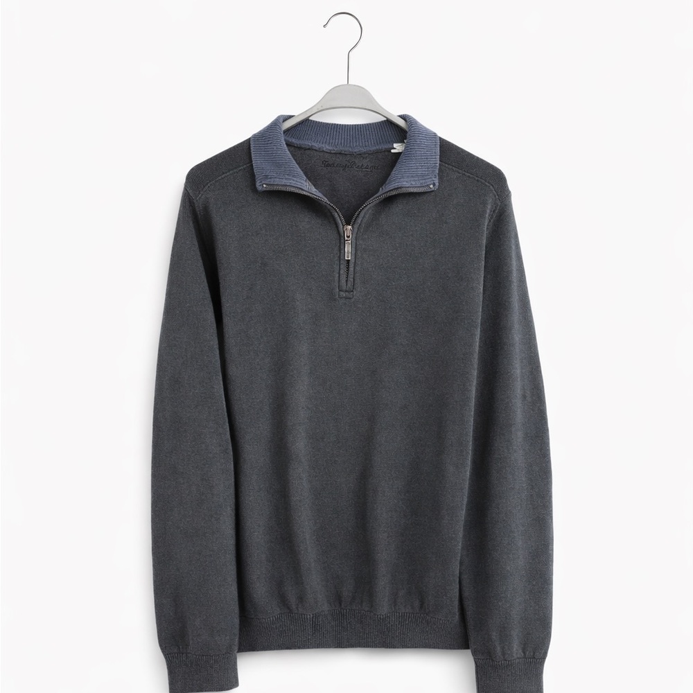 Tommy Bahama Flip Coast Reversible Half Zip Pullover Large Dark Gray Blue Men's